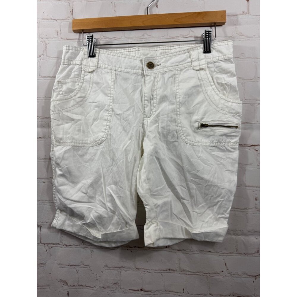 Faded Glory Shorts Womens Size 4 White Rolled Hem Casual Summer Wear